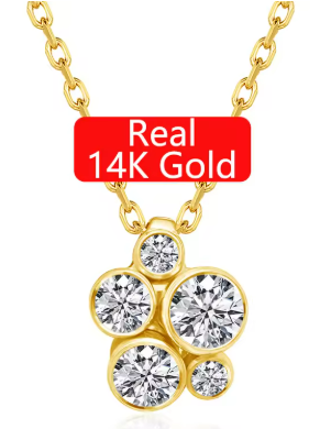 14ct GOLD AND MOISSANITE CLUSTER PENDANT