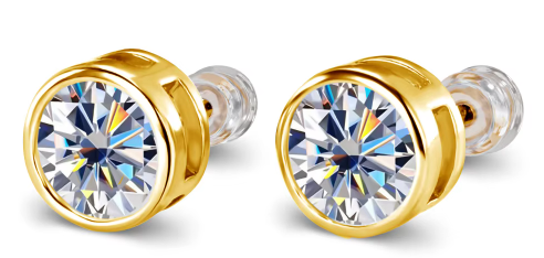 18K GOLD and MOISSANITE STUD EARRINGS