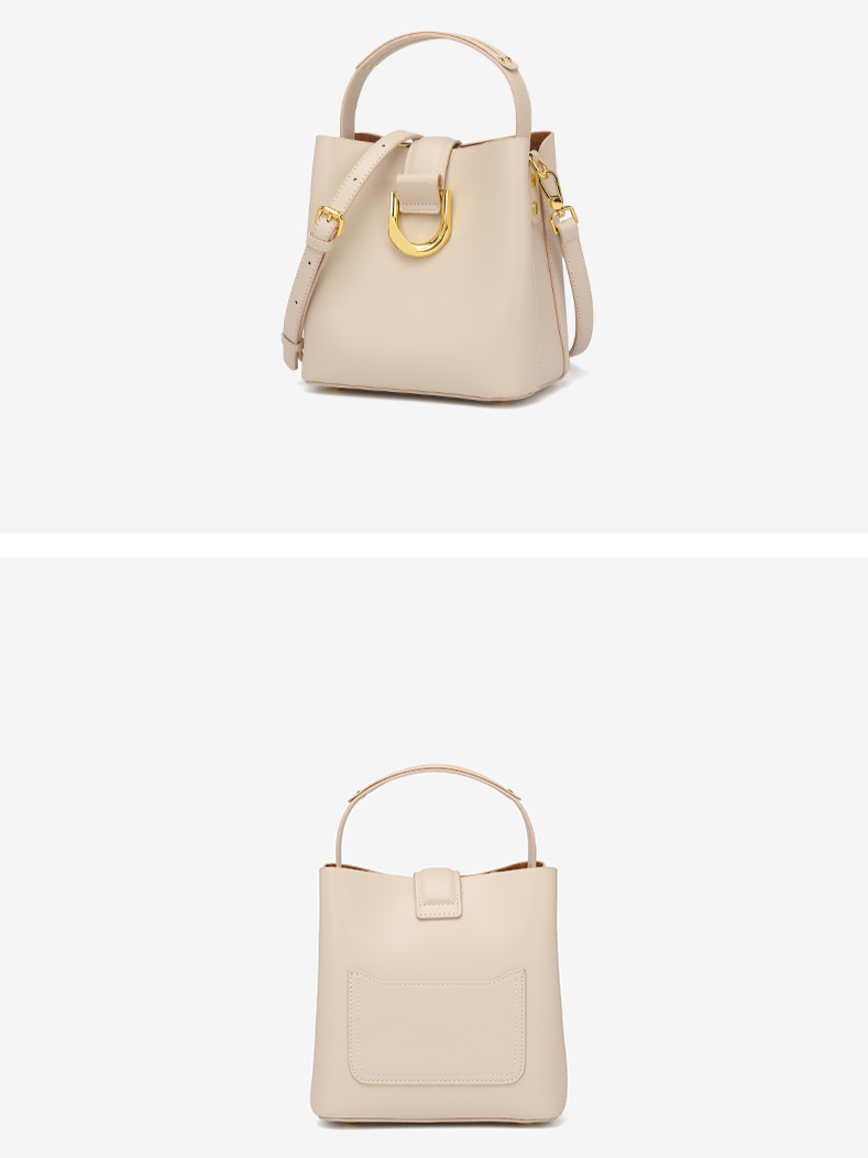 LEATHER BUCKET BAG WITH CROSSBODY STRAP - MEDIUM