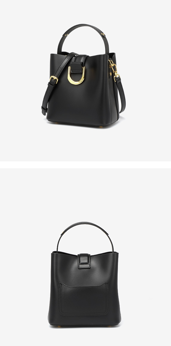 LEATHER BUCKET BAG WITH CROSSBODY STRAP - MEDIUM