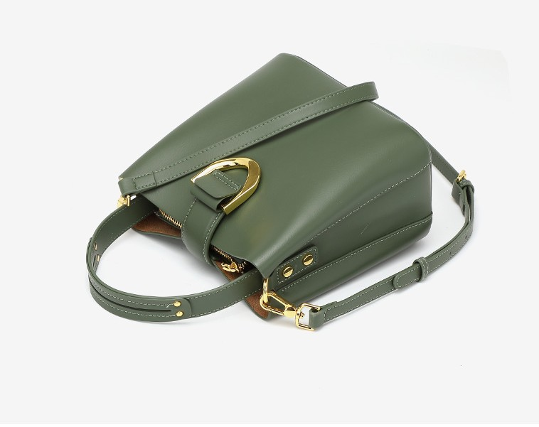 LEATHER BUCKET BAG WITH CROSSBODY STRAP - MEDIUM