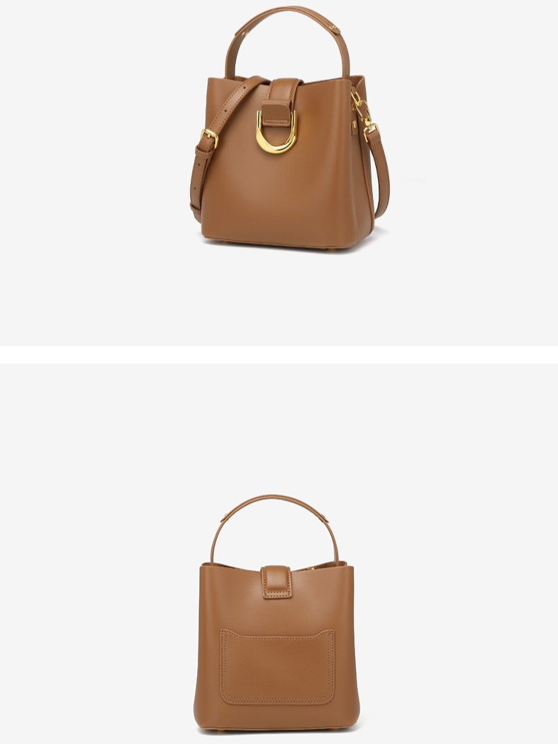 LEATHER BUCKET BAG WITH CROSSBODY STRAP - MEDIUM