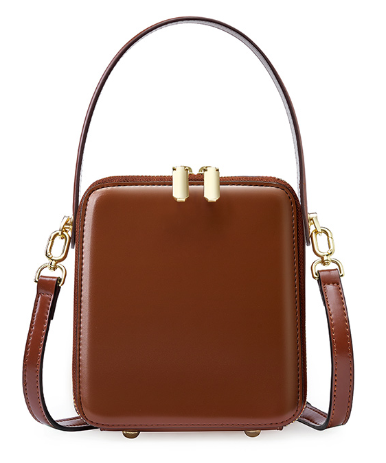 LEATHER HARD DOUBLE-SIDED MESSENGER / CROSSBODY BAG, SMALL