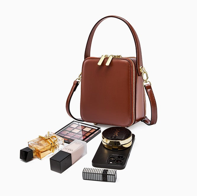 Leather Hard Double-sided Messenger / Crossbody Bag