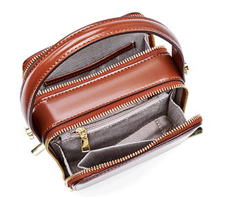 LEATHER HARD DOUBLE-SIDED MESSENGER / CROSSBODY BAG, SMALL
