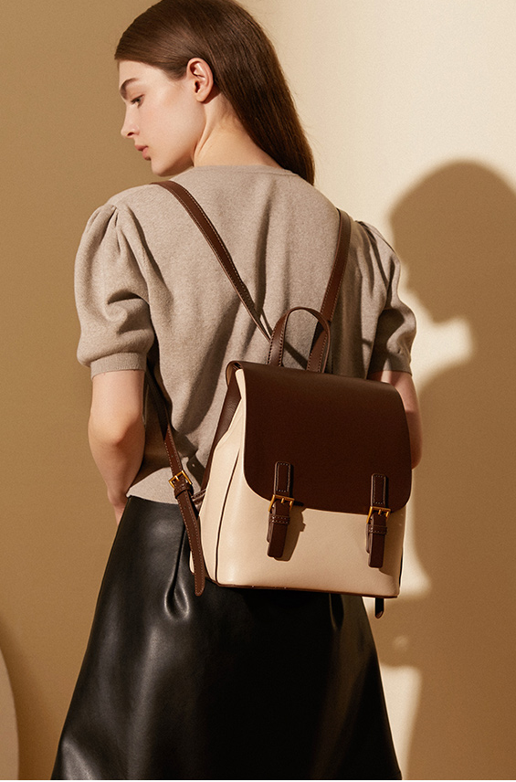 LEATHER TWO-TONE BACKPACK