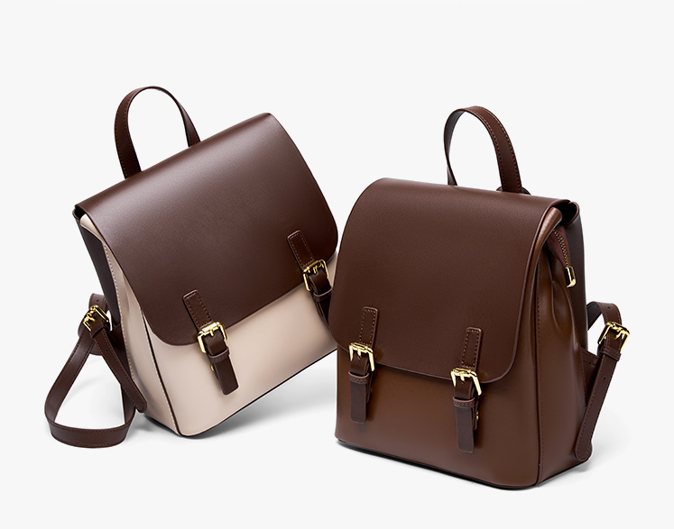 LEATHER TWO-TONE BACKPACK