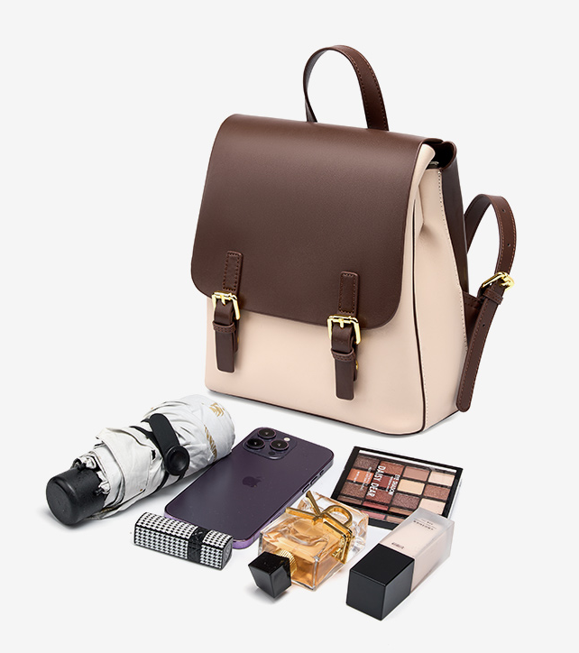 LEATHER TWO-TONE BACKPACK