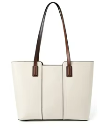 LEATHER TOTE BAG, TWO-TONE, LARGE