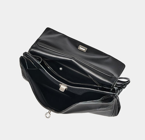 LARGE LEATHER MULTI-POCKET TOTE BAG