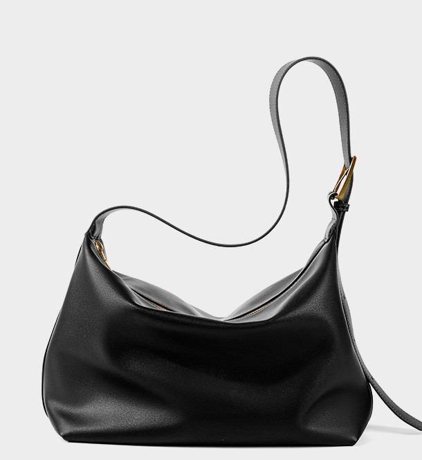 LEATHER BOHO SOFT-SIDED BAG WITH SHOULDER STRAP