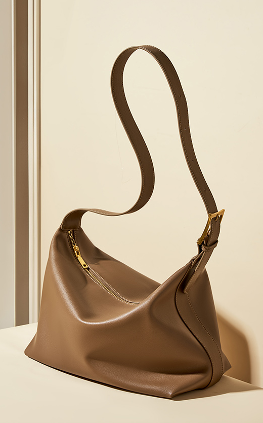 LEATHER BOHO SOFT-SIDED BAG WITH SHOULDER STRAP