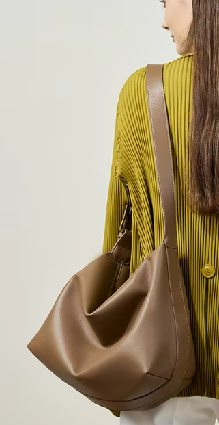 LEATHER BOHO SOFT-SIDED BAG WITH SHOULDER STRAP