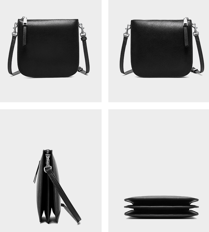LEATHER STURDY-SIDED CLUTCH / MESSENGER / CROSSBODY BAG