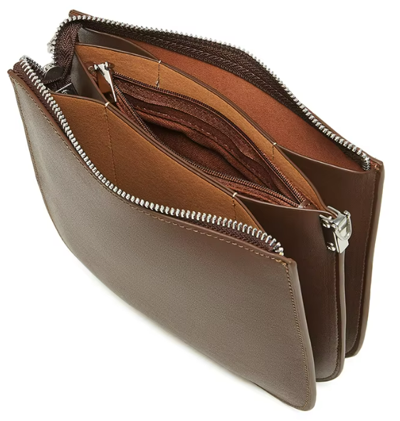 LEATHER STURDY-SIDED CLUTCH / MESSENGER / CROSSBODY BAG