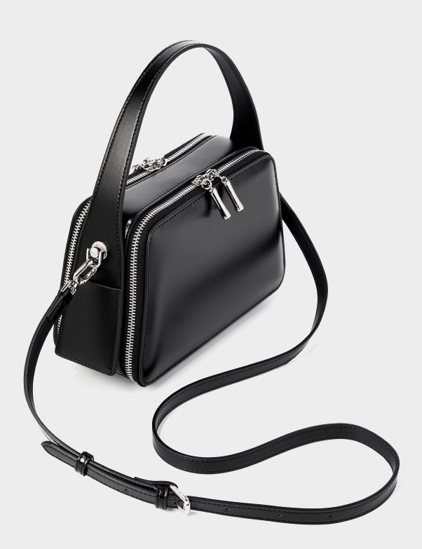 LEATHER HARD DOUBLE-SIDED MESSENGER / CROSSBODY BAG, MEDIUM