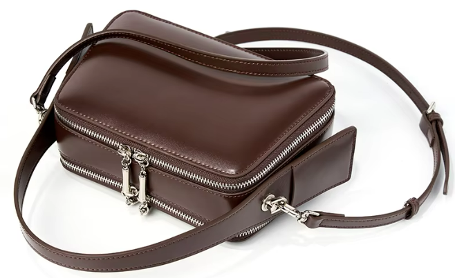 LEATHER HARD DOUBLE-SIDED MESSENGER / CROSSBODY BAG, MEDIUM