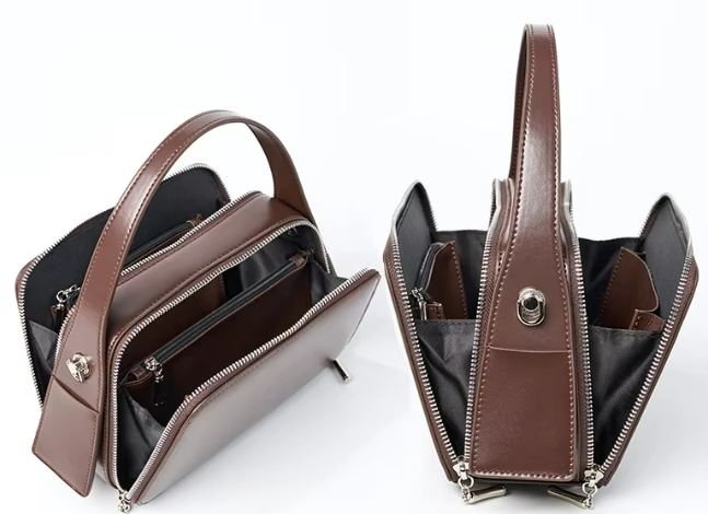 LEATHER HARD DOUBLE-SIDED MESSENGER / CROSSBODY BAG, MEDIUM