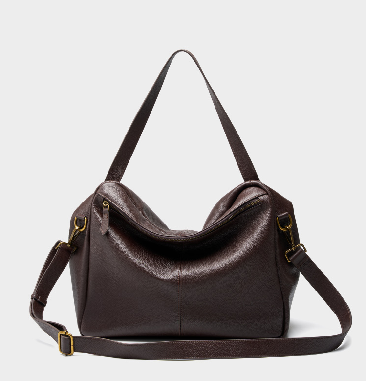 LEATHER SOFT-SIDED TOTE WITH HANDLE and SHOULDER STRAP