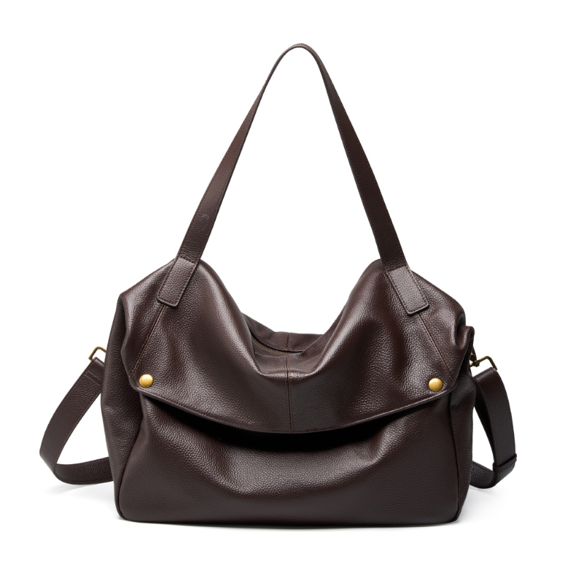 LEATHER SOFT-SIDED TOTE WITH HANDLE and SHOULDER STRAP