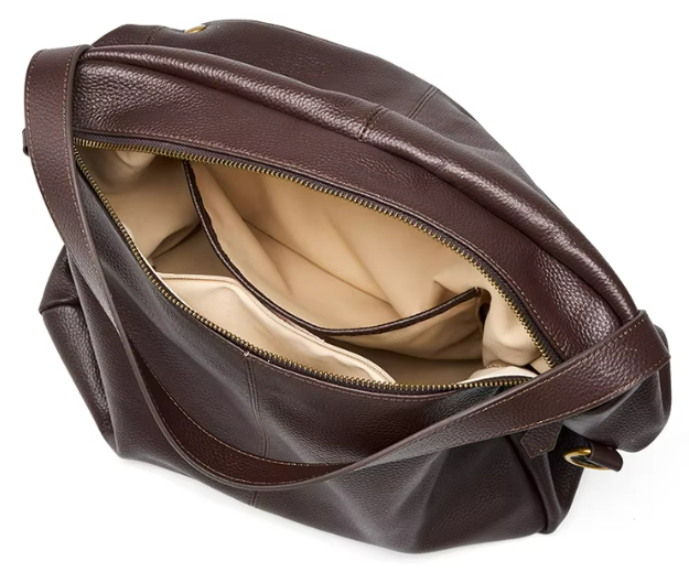 LEATHER SOFT-SIDED TOTE WITH HANDLE and SHOULDER STRAP