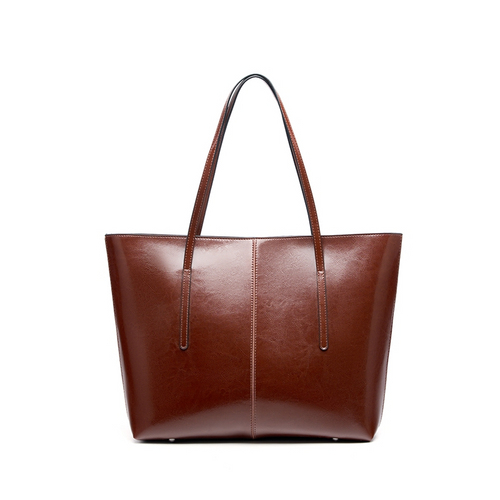 LARGE LEATHER BOAT-SHAPED TOTE BAG