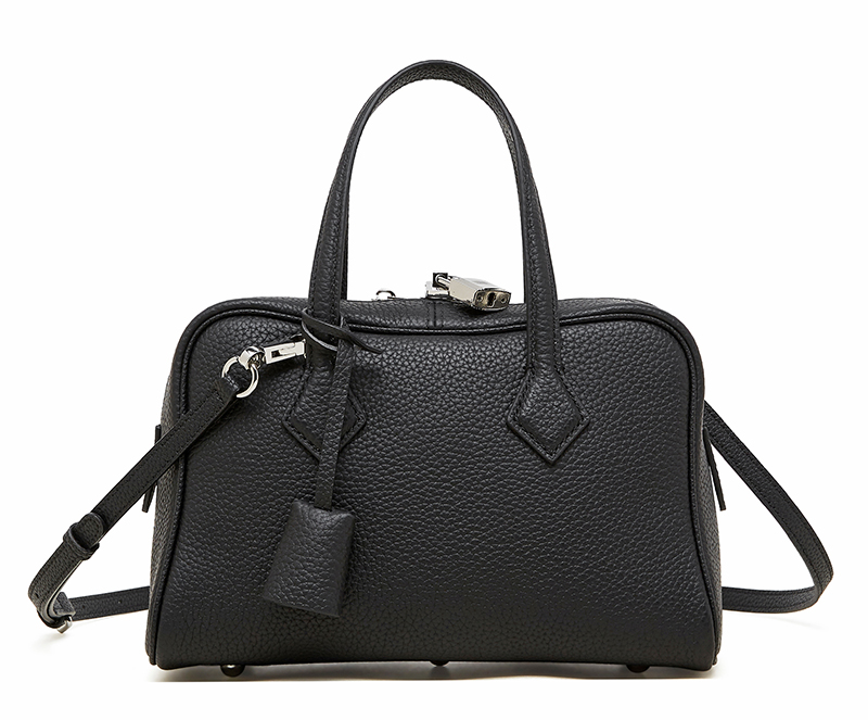 LEATHER SINGLE COMPARTMENT HANDBAG with DETATCHABLE STRAP