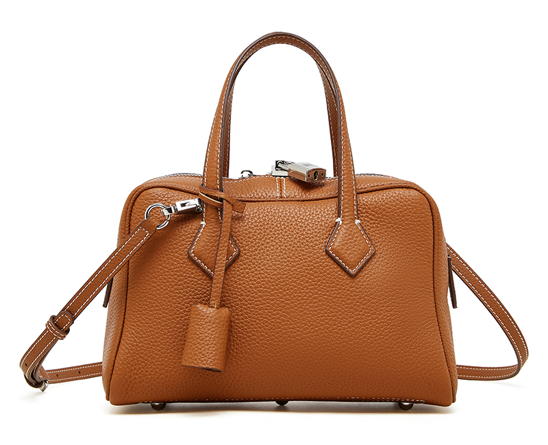 LEATHER SINGLE COMPARTMENT HANDBAG with DETATCHABLE STRAP