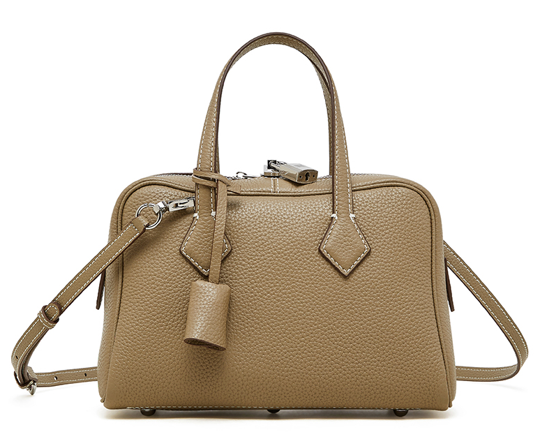 LEATHER SINGLE COMPARTMENT HANDBAG with DETATCHABLE STRAP