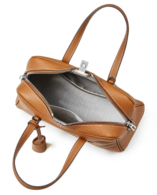 LEATHER SINGLE COMPARTMENT HANDBAG with DETATCHABLE STRAP