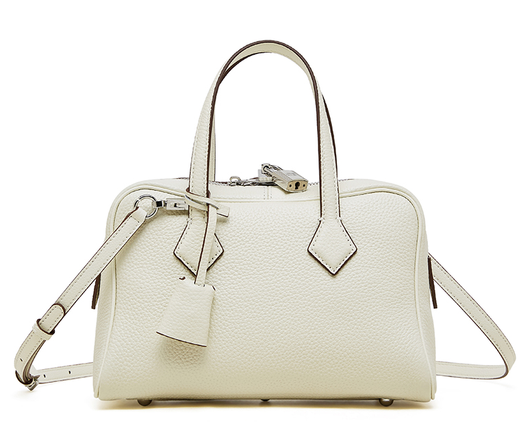 LEATHER SINGLE COMPARTMENT HANDBAG with DETATCHABLE STRAP