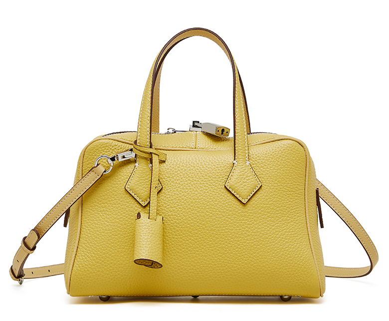 LEATHER SINGLE COMPARTMENT HANDBAG with DETATCHABLE STRAP