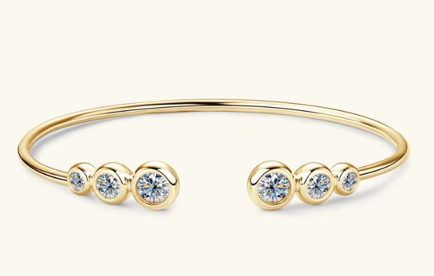 STERLING SILVER or GOLD-PLATED BANGLE WITH MOISSANITE