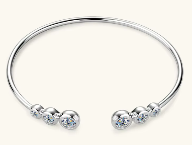 STERLING SILVER or GOLD-PLATED BANGLE WITH MOISSANITE