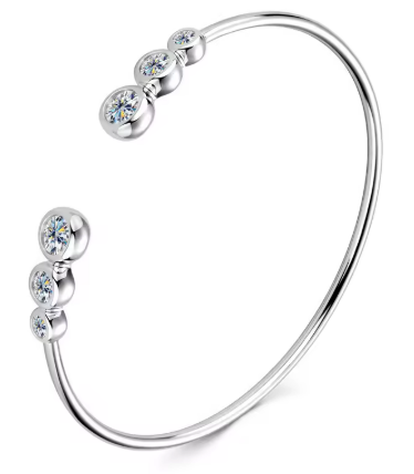 STERLING SILVER or GOLD-PLATED BANGLE WITH MOISSANITE