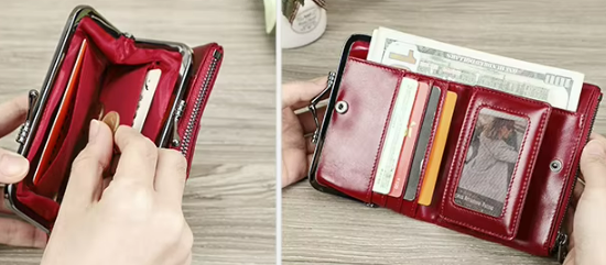 LEATHER PURSE - BIFOLD WITH COIN COMPARTMENT AND RFID BLOCKING