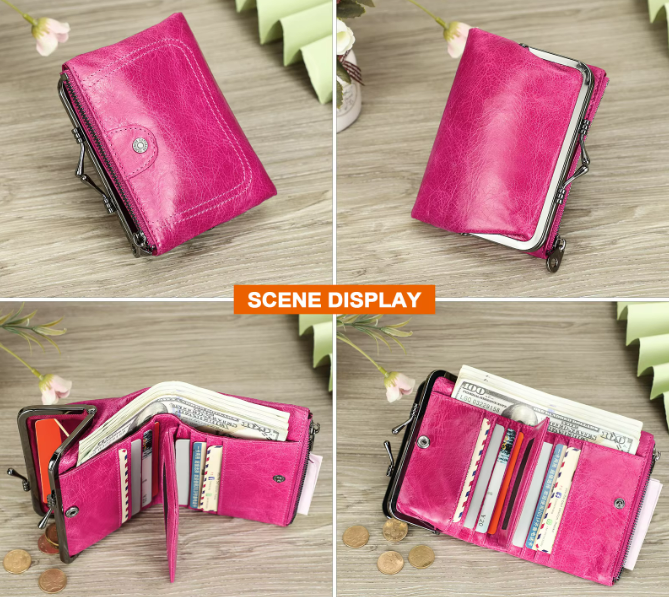 LEATHER PURSE - BIFOLD WITH COIN COMPARTMENT AND RFID BLOCKING