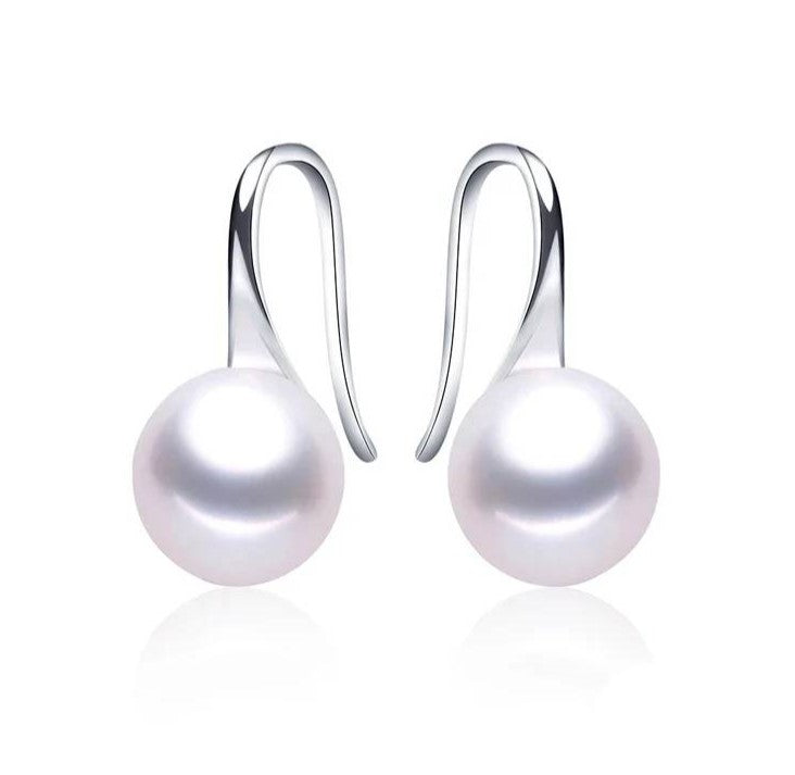 Designer French Hook Drop Earrings made with Genuine Freshwater Pearls-0