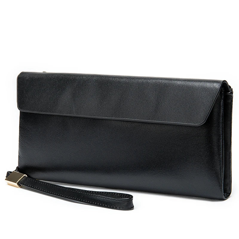 Unisex Genuine Leather Clutch Purse with Wristlet RFID Blocking Card Holder Wallet Portable Durable Daily Use-6