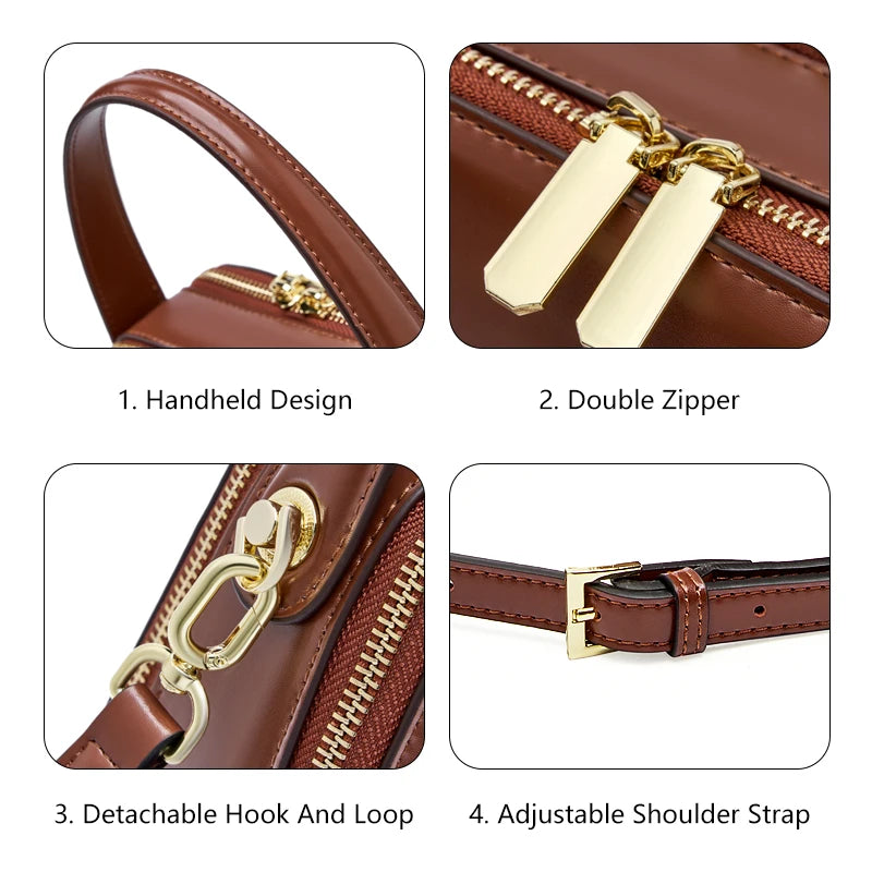 Wholesale Women's Custom Waterproof Genuine Leather Crossbody Bags High Quality Designer Luxury Adjustable Strap Large Capacity-5
