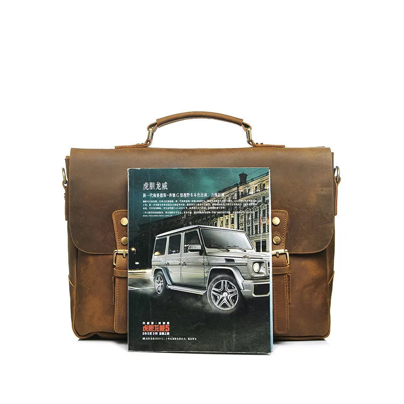 Luxury Leather Briefcase Satchel - Large-4