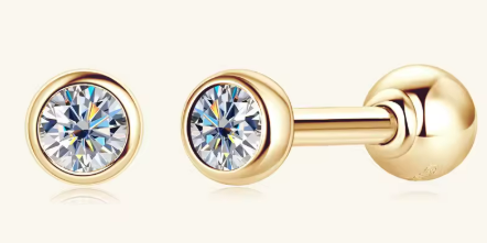 GENUINE 10K GOLD STUD EARRINGS, SCREW-ON BACKING