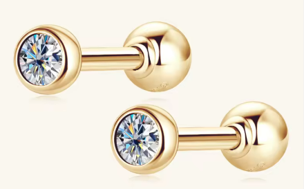 GENUINE 10K GOLD STUD EARRINGS, SCREW-ON BACKING