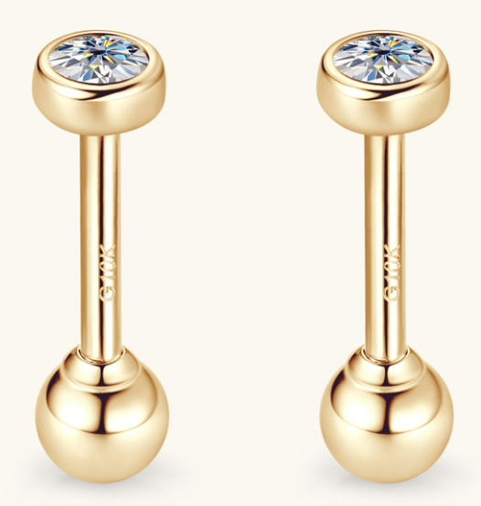 GENUINE 10K GOLD STUD EARRINGS, SCREW-ON BACKING