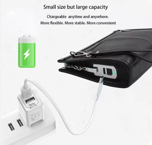 LEATHER FINGERPRINT LOCK CLUTCH / WALLET WITH STRAP