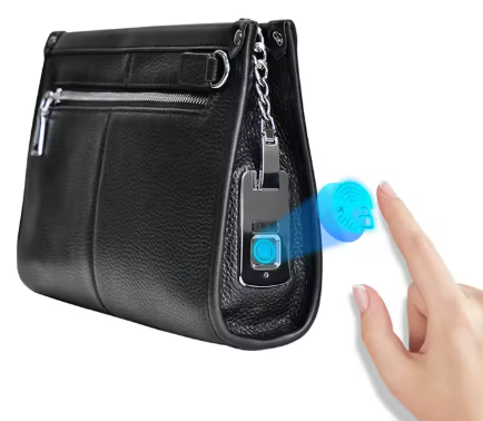 LEATHER FINGERPRINT LOCK CLUTCH / WALLET WITH STRAP